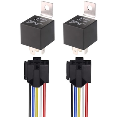 Gebildet ARTGEAR JD1912 Car Relay Harness 12V 40A 4 Pin SPST Harness Sockets with ColorLabeled Wires for Automotive Truck Van Motorcycle Boat Pack of 2 E080