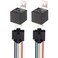 Gebildet ARTGEAR JD1912 Car Relay Harness 12V 40A 4 Pin SPST Harness Sockets with ColorLabeled Wires for Automotive Truck Van Motorcycle Boat Pack of 2 E080