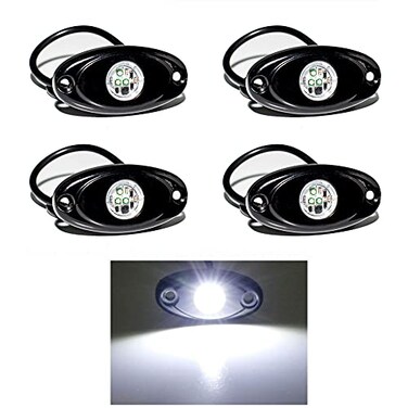 YONEDA LED Rock Lights 4PODS Waterproof LED Neon Underglow Light for Car Truck ATV UTV SUV Jeep Offroad Boat Underbody Glow Trail Rig Lamp White
