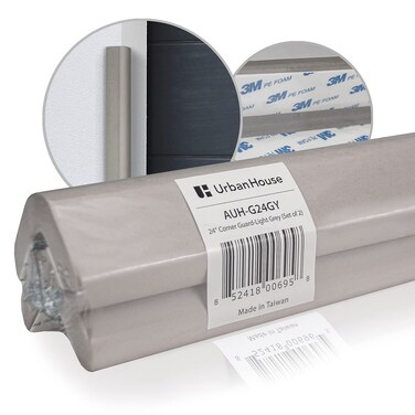 urbanhouse 2Pack HighDensity Corner Guard Edge Protector  Bumper for Parking Garages Workshops Baby Proofing Walls and Furniture  Neutral Grey 24 Inches