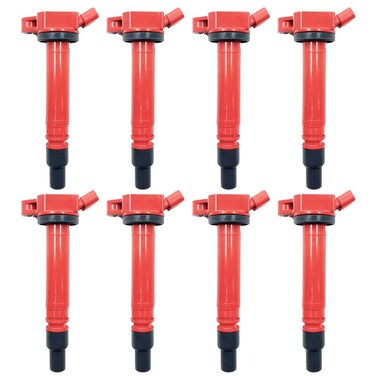 8PCS HIGH ENERGY PERFROMANCE RED TOP IGNITION COILS ARKIG507R UF507 UF587 UF630 9091902256 90919A2005 FOR Toyota Tundra Sequoia Land Cruiser Lexus GX460 LS460 LS600H LX570 46 50 57 V8 1UR 2UR 3UR