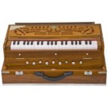 Maharaja Musicals Monoj K Sardar MKS Harmonium In USA Concert Quality Folding Special Double Reed Natural Color 9 Stop 3 12 Octaves Padded Bag Instrument Indian ID167