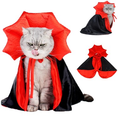 Qidelong Dog Cape Costume  Pet Halloween Costumes Cat Vampire Cloak Dog Witch Clothes for Small Medium Dogs Cats Puppy Funny Dog Cosplay Dress Wizard Outfit Dog Mantle Apparel for Halloween Party