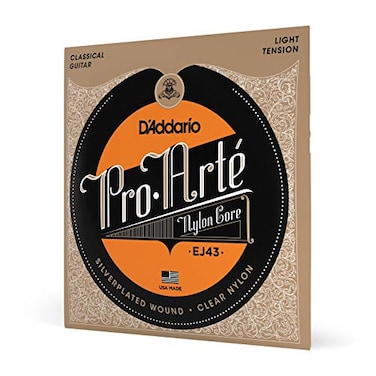 DAddario Guitar Strings  ProArte Classical Guitar Strings  EJ43  Nylon Guitar Strings  Silver Plated Wound Nylon Core  Light Tension 1Pack
