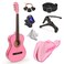 Master Play NEW 80cm Pink Wood Guitar with Case and Accessories Great Gift for KidsGirlsBeginners Standard