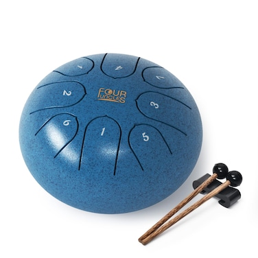 FOUR UNCLES Steel Tongue Drum 6 Inch 8 Notes Hand Drums with Travel Bag Sticks Music Book Mallets C Major Musical Instruments for Entertainment Meditation Yoga Zen Gifts Moss Green