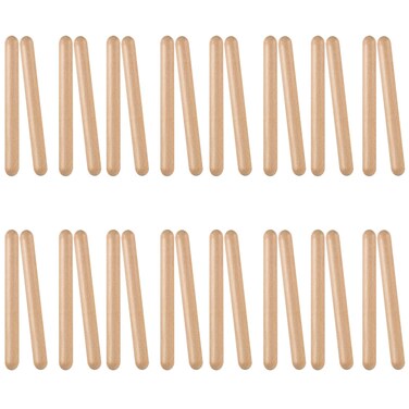 SINJEUN 16 Pair 32 Pack Wooden Rhythm Sticks 8 Inch Classical Wood Claves Musical Percussion Instrument Natural Hardwood Music Lummi Sticks for Student Musicians