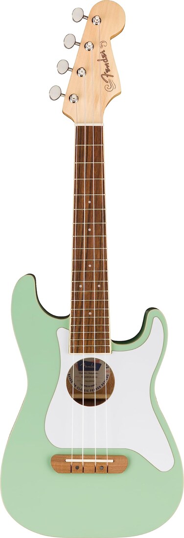 Fender Fullerton Strat Uke Walnut Fingerboard White Pickguard Surf Green