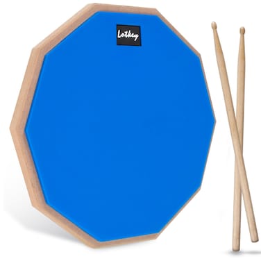 Lotkey Drum Practice Pad Set 12 Drum Pad for Adult Kids with Snare Drum StandDouble SidedDrumstickscarry Bag case Blue Pad