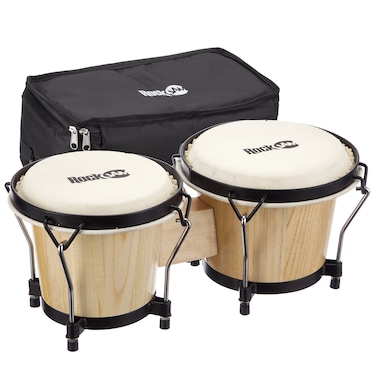 Rockjam Rj100300 7 And 8 Bongo Set With Padded Bag And Tuning Wrench Natural