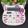 Xinyu Lighting Hello Kitty Calculator Creative Cute Solar Calculator12bit Large LCD Screen Suitable for Adults and ChildrenSolar and Battery Powered White