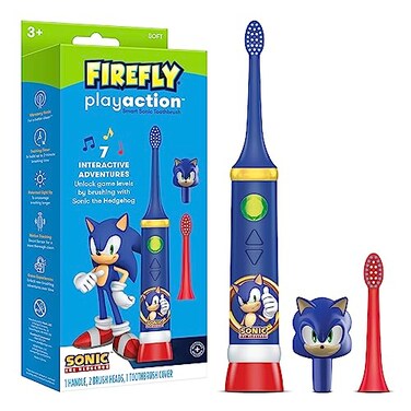 FIREFLY Play Action Sonic The Hedgehog Toothbrush Kit Interactive Electric Toothbrush with Lights Music and Games Batteries Included Ages 3