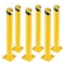 Garvee Safety Bollard 6 Packs 36 Inch Height Bollard Post 45 Inch Diameter Yellow Safety Steel Bollard Post with 24 Anchor Bolts for Traffic Control Driveway Barrier Parking Pole