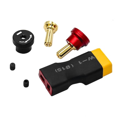 Hobby Fans 2Pcs Heatsink Bullet Plug Grips with 50mm Bullets and T Plug to XT60 Adapter for 110 RC Car Truck Battery BlackRed 50mm Bullets