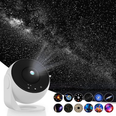 Syslux Star Projector Planetarium Projector for Bedroom Ultra Clear Galaxy Night Light with 4K Replaceable 12 Galaxy Discs 360 Degree Rotation Real Sky Light for Kids Room Birthday Valentines Gift