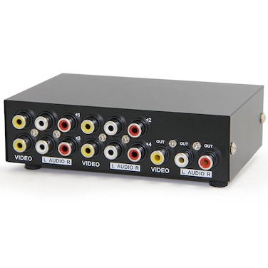 Panlong Panlong 4Way AV Switch RCA Switcher 4 In 1 Out Composite Video LR Audio Selector Box for DVD STB Game Consoles