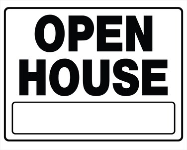 Hillman 840062 Open House Sign with Space for Fill In includes HWire Frame Mounting Bracket White and Black Corrugated Heavy Duty Plastic 20x24 Inches 1Sign