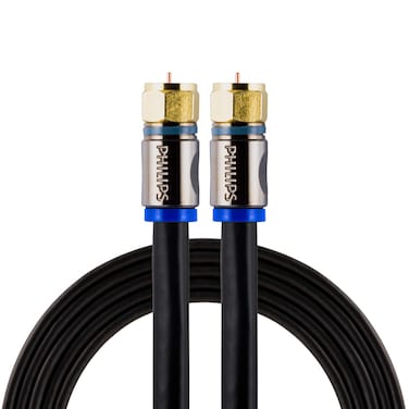 Philips RG6 Quad Shield Coaxial Cable 6 ft inWall Rated Ideal for TV Antenna DVR Satellite Cable FType Connectors 3 Ghz Digital Black SWX9444B27