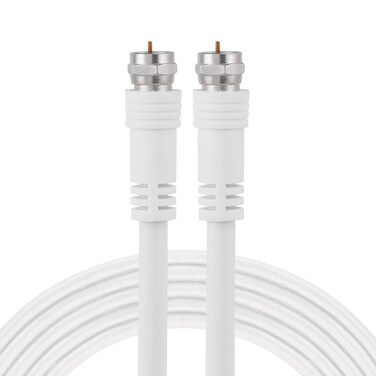 GE RG6 Coaxial Cable 6 ft FType Connectors Double Shielded Coax Input Output Low Loss Coax Ideal for TV Antenna DVR VCR Satellite Receiver Cable Box Home Theater White 33602