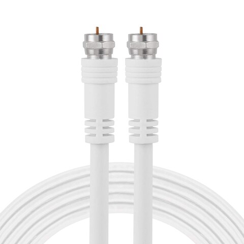 GE RG6 Coaxial Cable 6 ft FType Connectors Double Shielded Coax Input Output Low Loss Coax Ideal for TV Antenna DVR VCR Satellite Receiver Cable Box Home Theater White 33602