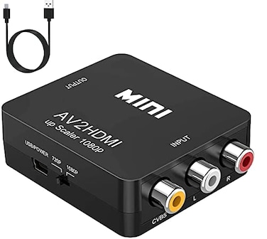 BDM AV to HDMI Converter RCA to HDMI 1080P Mini RCA Composite CVBS Video Audio Converter Adapter Support PALNTSC for TVPC PS3 STBXbox VHSVCRBlueRay DVD Players  Black