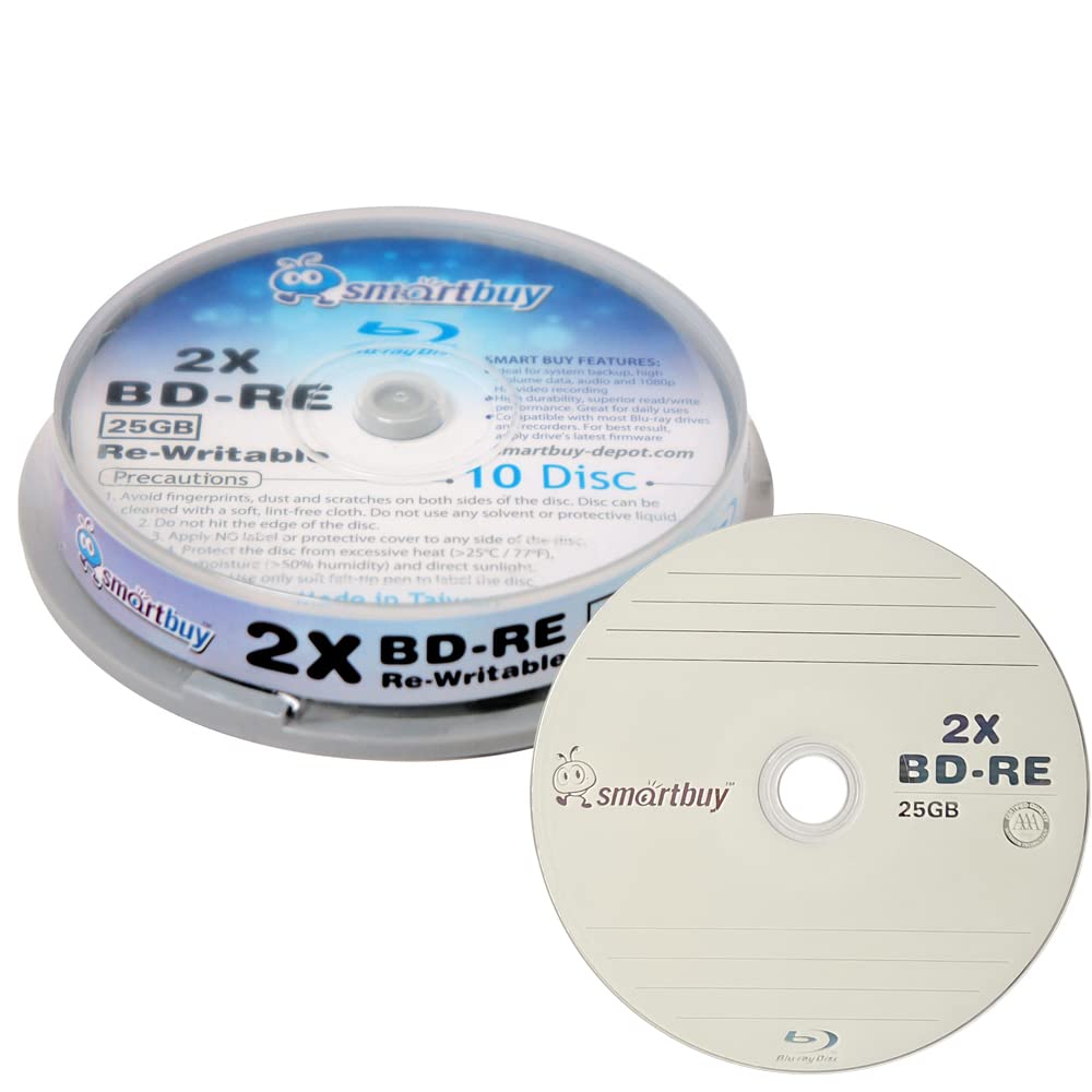 smartbuy Smartbuy 10 Pack 2x Bluray Bdre Rewritable Logo Blank Bluray Disc 10 ml 25GB