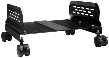 Syba IO CREST Mobile Desktop Tower Computer Metal Floor Stand Rolling Caster Wheels with Tall Support Walls and Adjustable Width from 5 to 13