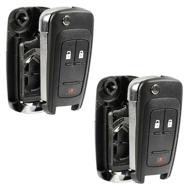 Key Fob Keyless Entry Remote Flip Shell Case  Pad fits Chevy 20102017 Equinox  20122017 SonicGMC 20102017 Terrain Set of 2
