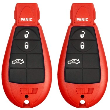 KeylessCanada 2 New Red Keyless Entry 4 Buttons Remote Start Car Key Fob Shell  CASE M3N5WY783X IYZC01C for Jeep Grand Cherokee 300 Challenger Charger Durango