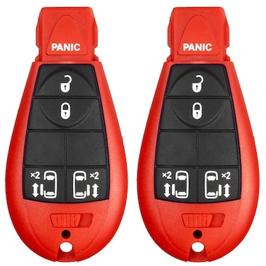 2 New REd Keyless Entry 5 Buttons Remote Start Car Key Fob M3N5WY783X IYZC01C For Dodge Grand Caravan Volkswagen Routan  Town Country  CASESHELL ONLY No Electronics