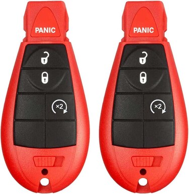 2 New Red Keyless Entry 4 Buttons Remote Start Car Key Fob Shell  CASE M3N5WY783X IYZC01C 56046707AE for Dodge Challenger Charger Durango Chrysler Town Country Grand Caravan Journey  Ram