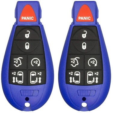 KeylessCanada 2 New Blue Keyless Entry 7 Buttons Remote Start Car Key Fob M3N5WY783X IYZC01C For Town Country Dodge Grand Caravan Volkswagen Routan