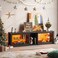 Bestier TV Stand for 70 inch TV Gaming Entertainment Center for PS5 LED TV Cabinet with Glass Shelves for Living Room 63 Inch Black Marble