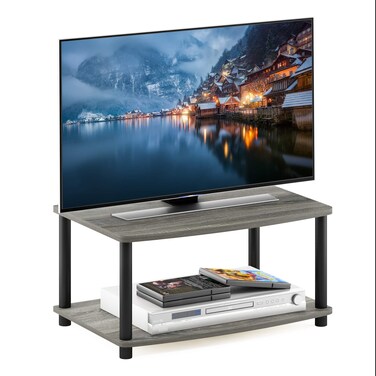 Furinno 13191GywBk TurnNTube No Tools 2Tier Elevated Tv Stands Oak GreyBlack