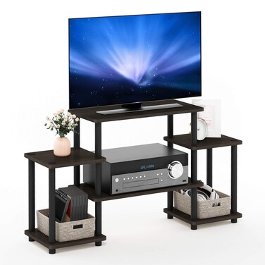 Furinno Turn N Tube No Tools Entertainment TV Stands Dark BrownBlack 11257DBRBK Square Corner