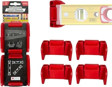 StealthMounts Red Universal Level Holder  Locking Level Mount Storage Clips All Brands 2 Pack