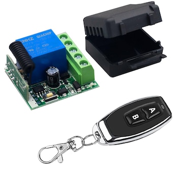 QIACHIP 433Mhz Universal Wireless Remote Control Switch DC 12V 1CH Relay Receiver Module RF Transmitter Momentary Toggle Latch for Gate Door OpenLEDPumpCarTransmitters 2 Button 1 Receiver 1CH