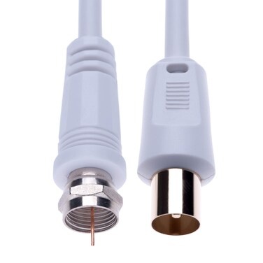 1 M  Coaxial Aerial F Connector Male Plug to RF MMale Cable for Satellite Sat Freesat Sky Virgin BT TV HDTV DVB DVD RadioCoax Ariel Freeview Lead Television Antenna Cord Broadband  1 m White