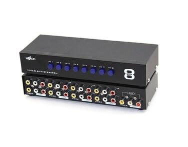 ESDS 8Way AV Switch RCA Switcher 8 in 1 Out Composite Video LR Audio Selector Box for DVD STB Game Consoles CV0235