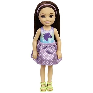 Barbie Chelsea Doll 6 Inch Brunette Wearing Tie Dye Shorts Molded Top  Yellow Shoes Gift For 3 To 7 Year Olds Multi