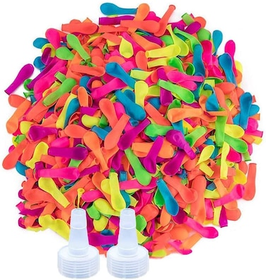 Hlonon 600 Pack Water Balloons Refill Kits EcoFriendly Latex Water Bomb Balloons for Summer Splash Fun Fight Games with 2 Hose Nozzles Refill Kits