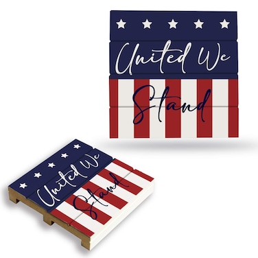 Rico Industries Americana United We Stand Wood Pallet Coaster 375inches blue