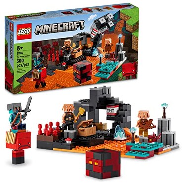 LEGO Minecraft The Nether Bastion 21185 Building Toy Set for Kids Boys and Girls Ages 8 Includes 2 Zombies and a Zombie Hunter Fun Gaming Gift 300 Pieces