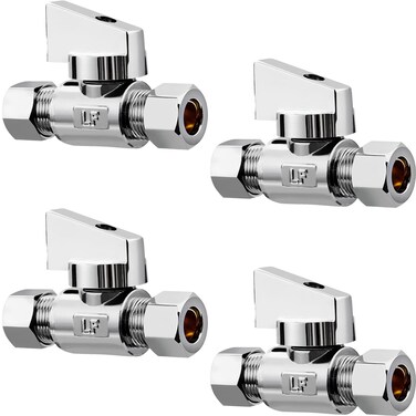 Minimprover 4 Pack Premium Brass 14 Compression x 14 Compression Angle Valve Quarter Turn Water Straight Angle Valve