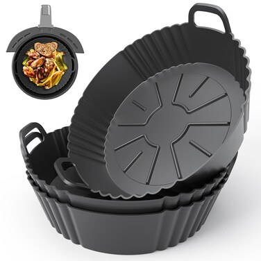 PINTAUR 3 Pack Air Fryer Silicone Liners for 385L Reusable Air Fryer Accessories Food Grade Silicone air fryer liners Compatible with Ninja Tower COSORI Tefal Aigostar