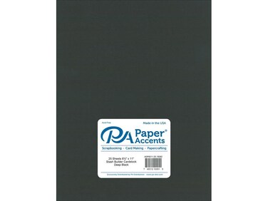 Accent Design Paper Accents Cdstk Stash Builder 85x11 65lb 25pcPk Deep Black