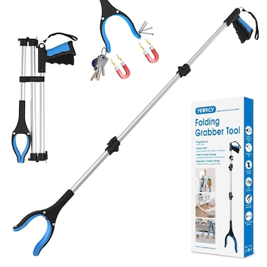 REWKCY Grabbers for Elderly Grab It Reaching Tool Heavy DutyExtra Long 48 Foldable Grabber ReacherGrabber Tool with Rotating Jaw MagnetsGrabber Stick