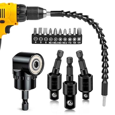 Flexible Drill Bit Extension Right Angle Drill Attachment Set 360 Rotatable 14 38 12 Impact Grade Socket Adapter Set Super Bit Shaft Extension Bits Screwdriver Bit Set