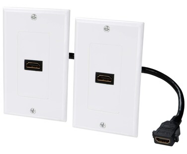 UKYEE HDMI Wall Plate 1 Port 4k 2Pack HDMI Faceplate Single Outlet Standard Wall Plate Support 4K UHD VideoARC with Pigtail HDMI Keystone Jack for HDTVProjectorPS4Xbox Home Theater Systems