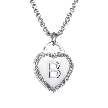CALIS Womens Silver Initial Necklace Stainless Steel Love Heart Tiny Letter Necklace Personalized Name Jewelry for Girlfriend Gift 26 Alphabet Letters